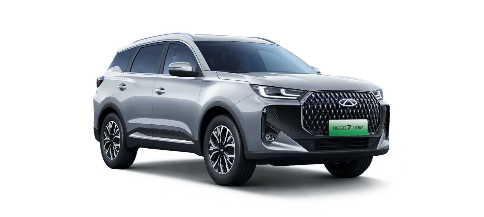 Chery TIGGO 7 in Lunar Silver, Dreiviertelansicht von vorne