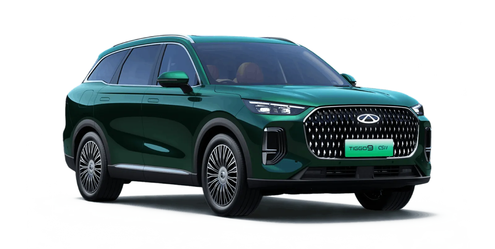 Chery TIGGO 9 PHEV in Forest Green, Dreiviertelansicht von vorne
